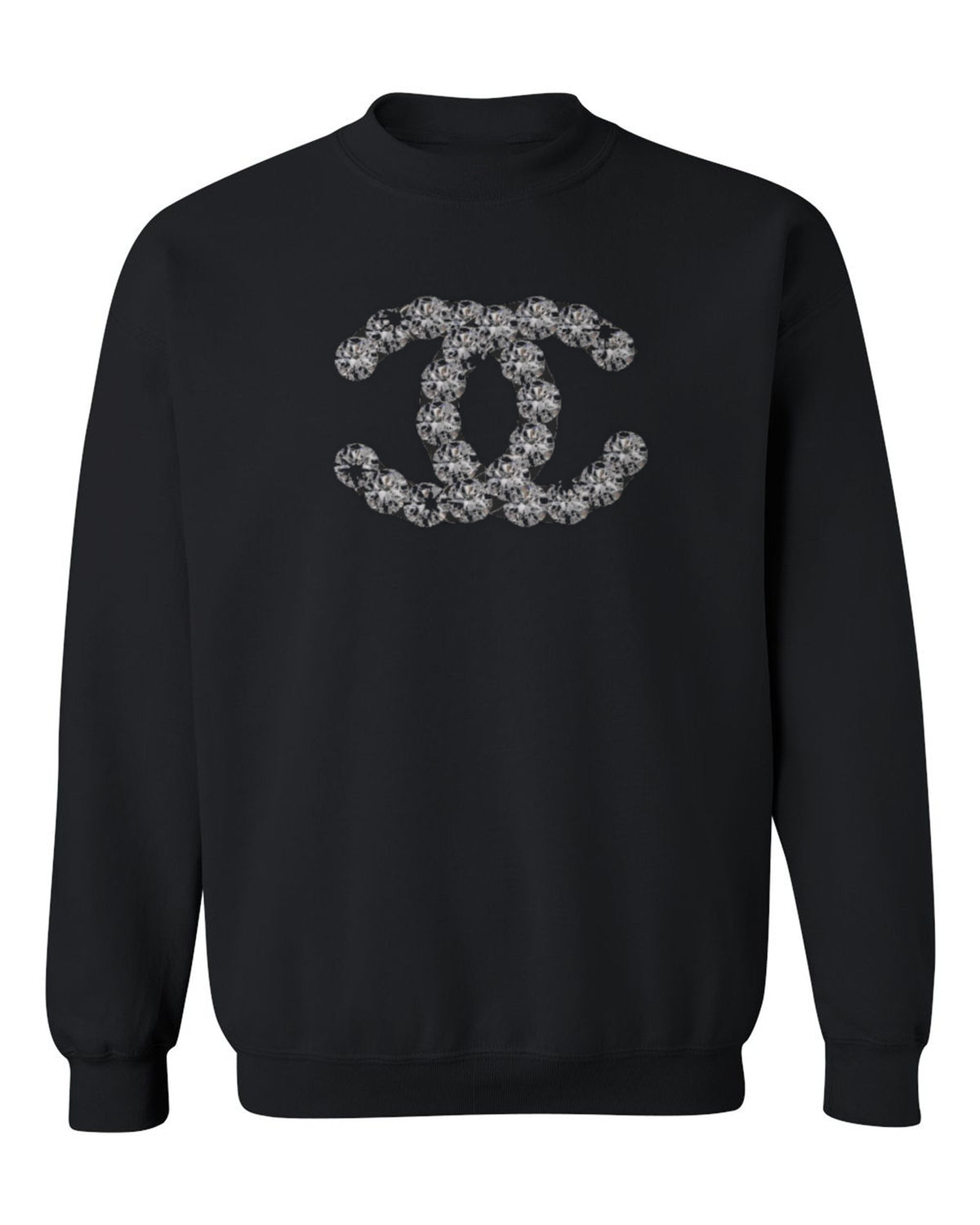 Chanel Pattern Logo Design — black crewneck mockup