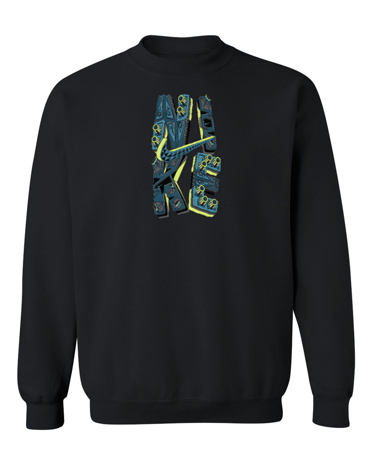Nike Vertical Graffiti Design — black crewneck mockup