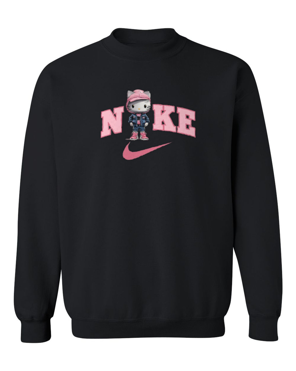 Nike Hello Kitty Design — black crewneck mockup