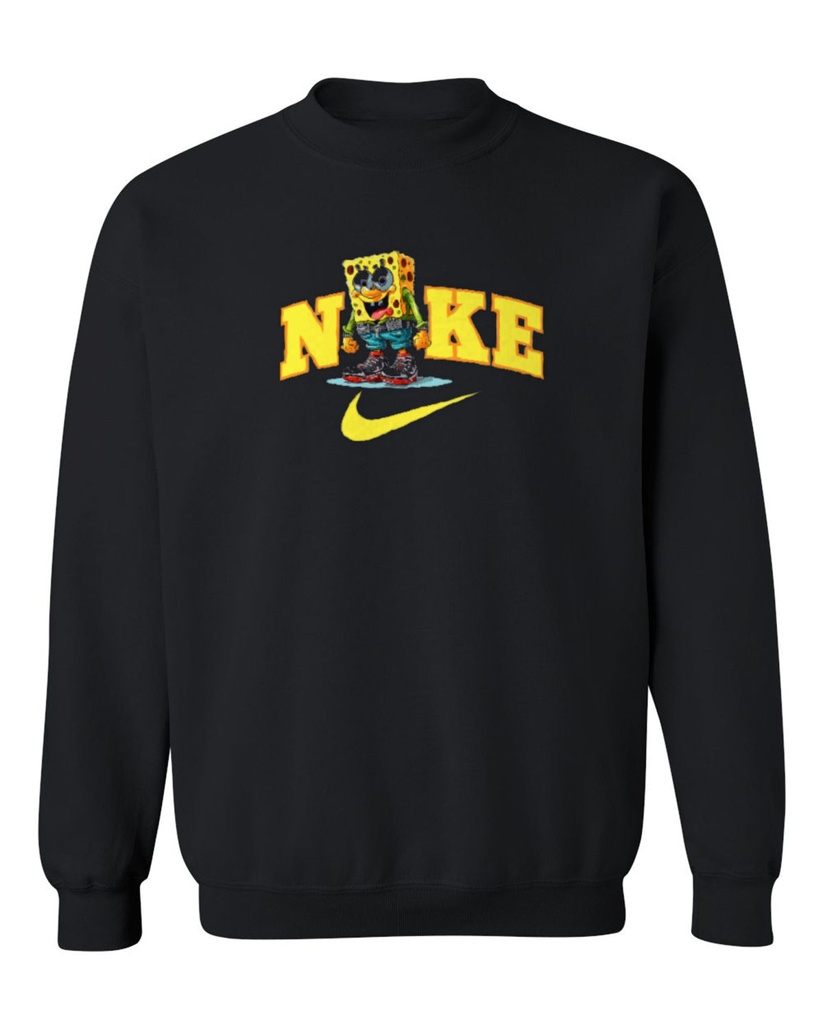 Nike SpongeBob Design — black crewneck mockup