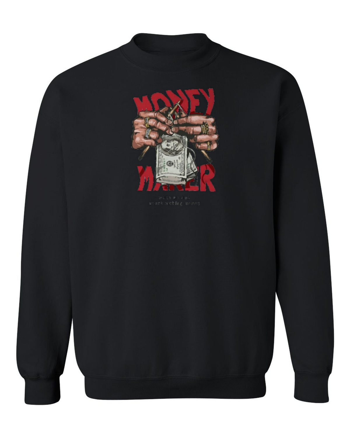 Money Maker Design — black crewneck mockup