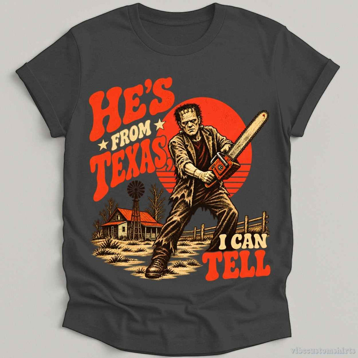 He's From Texas I Can Tell Halloween T-shirt graphic design — view 4