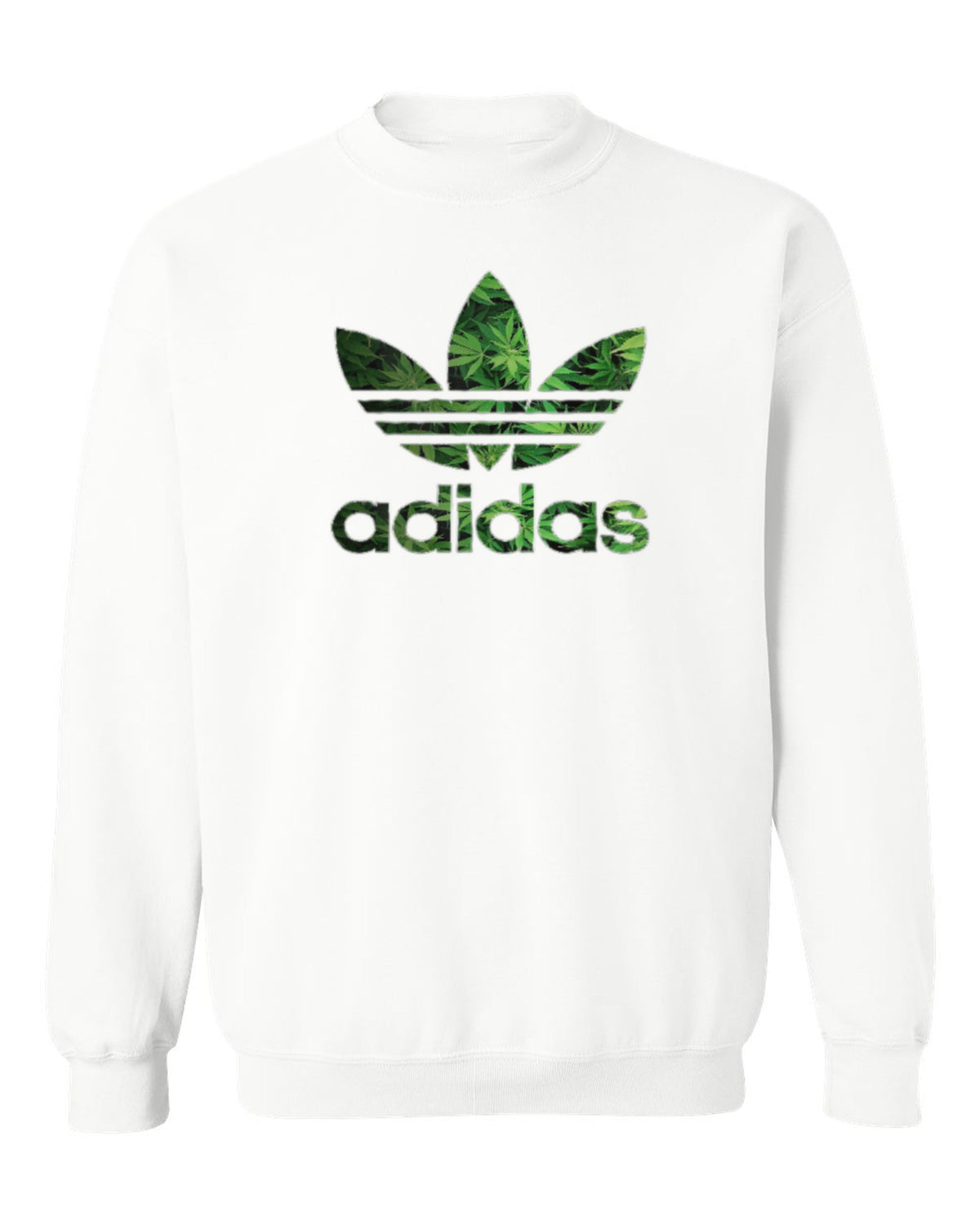 Adidas Leaf Logo Design — white crewneck mockup