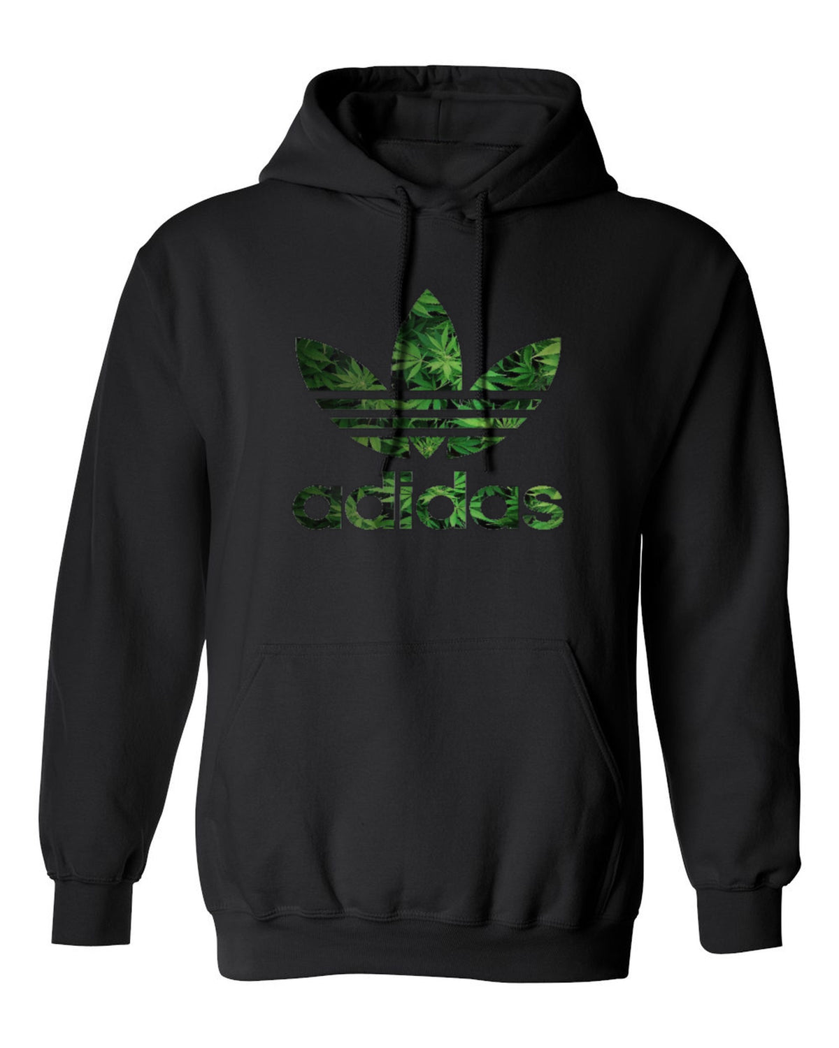 Adidas Leaf Logo Design — black hoodie mockup