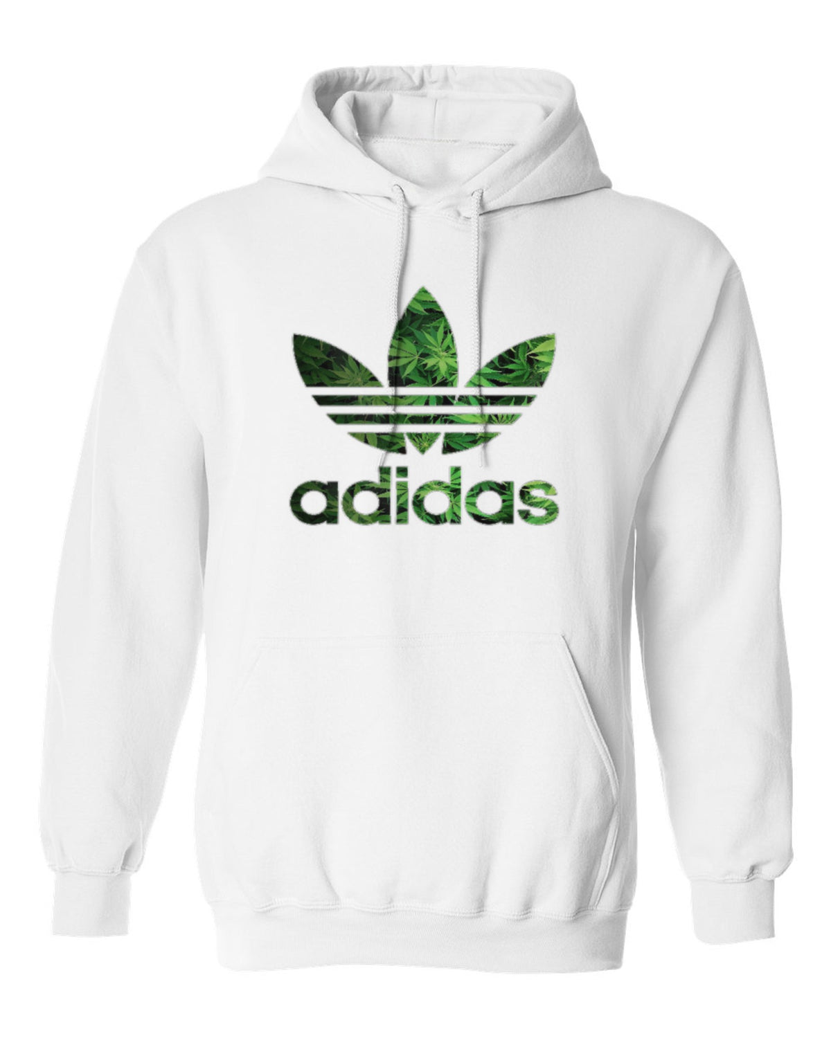 Adidas Leaf Logo Design — white hoodie mockup