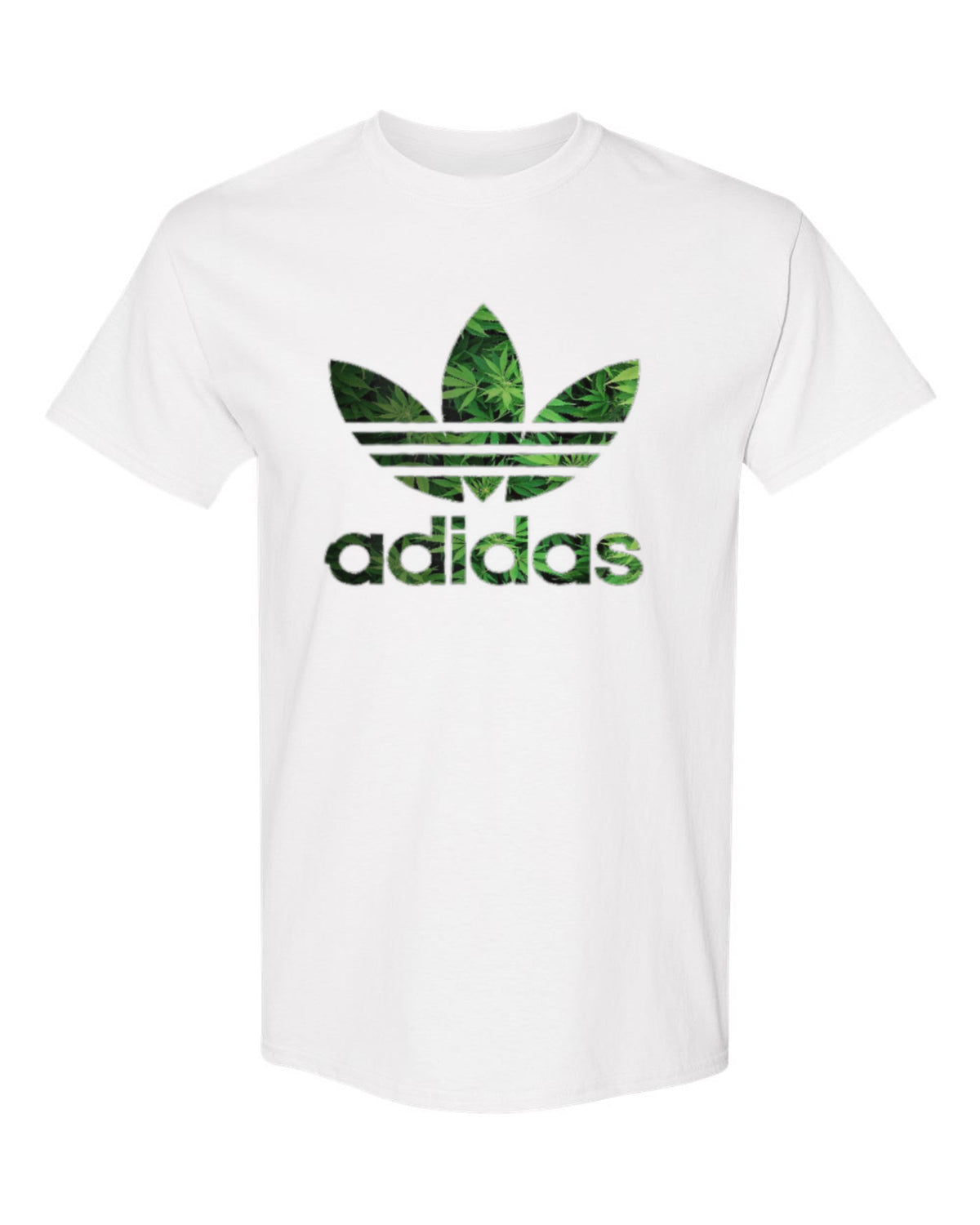 Adidas Leaf Logo Design — white t-shirt mockup