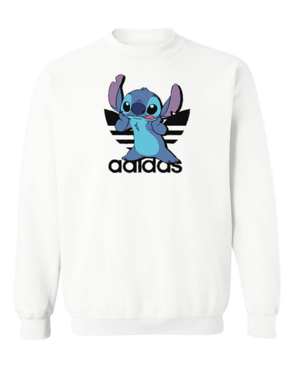 Adidas Stitch Design — white crewneck mockup