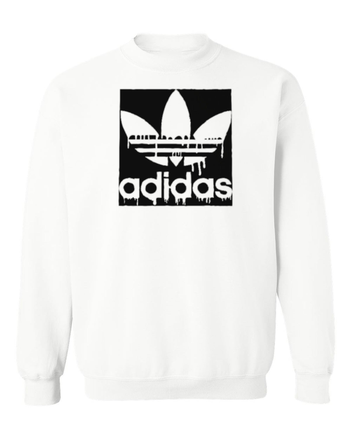 Adidas Drip Logo Design — white crewneck mockup