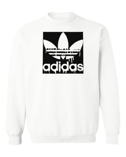 Adidas Drip Logo Design — white crewneck mockup