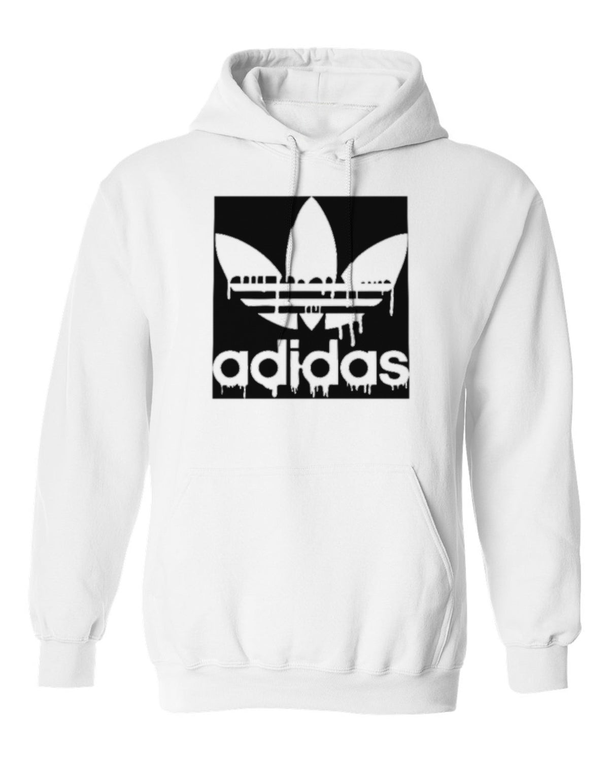 Adidas Drip Logo Design — white hoodie mockup