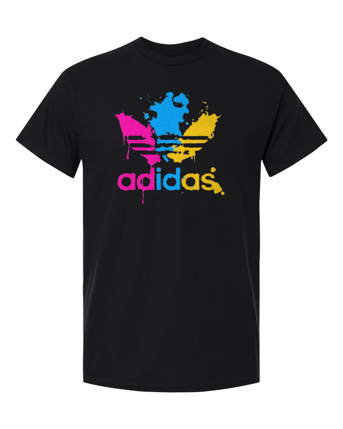 Adidas Paint Splash Design — black t-shirt mockup