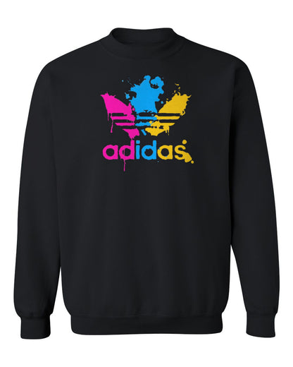 Adidas Paint Splash Design — black crewneck mockup