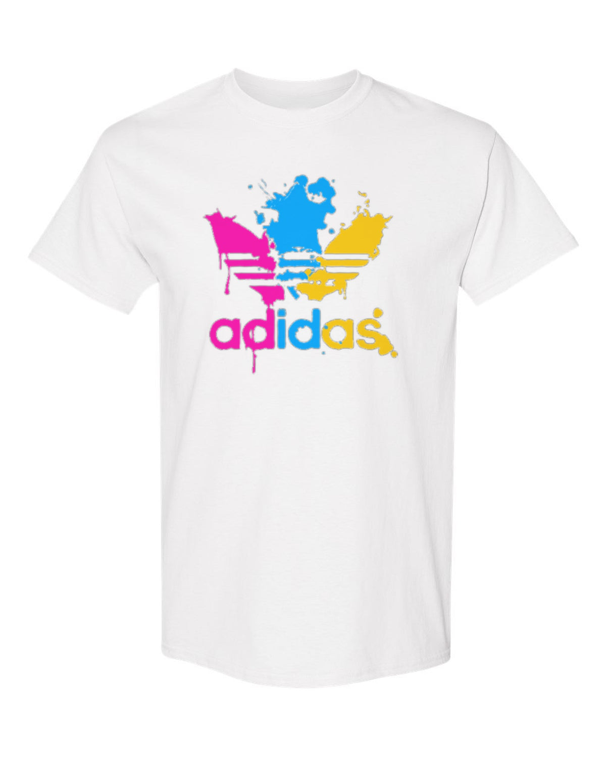 Adidas Paint Splash Design — white t-shirt mockup