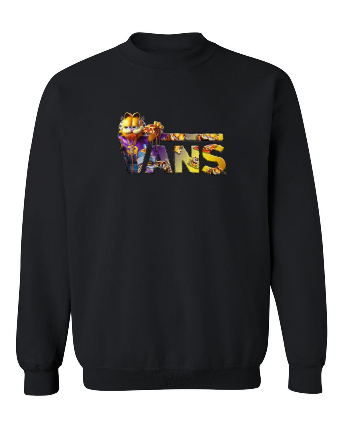Vans Garfield Design — black crewneck mockup