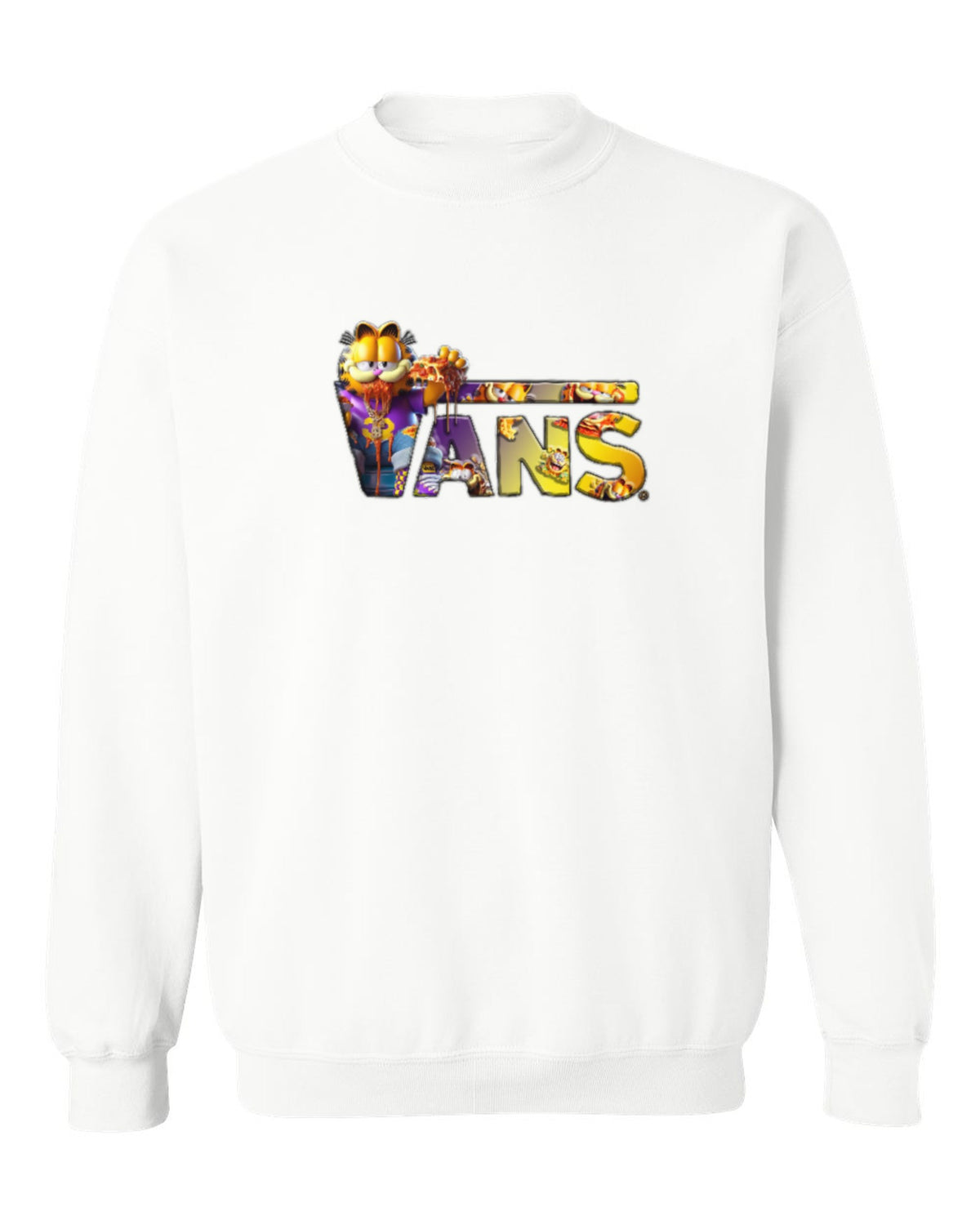 Vans Garfield Design — white crewneck mockup