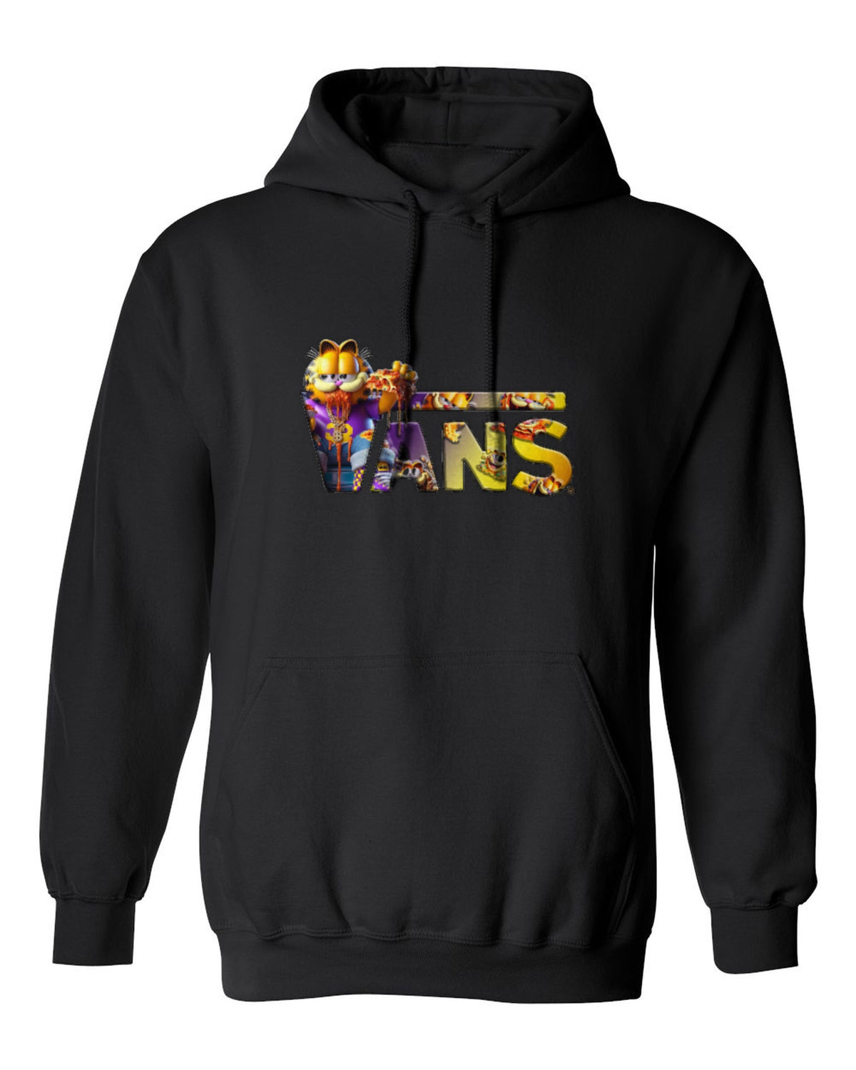 Vans Garfield Design — black hoodie mockup