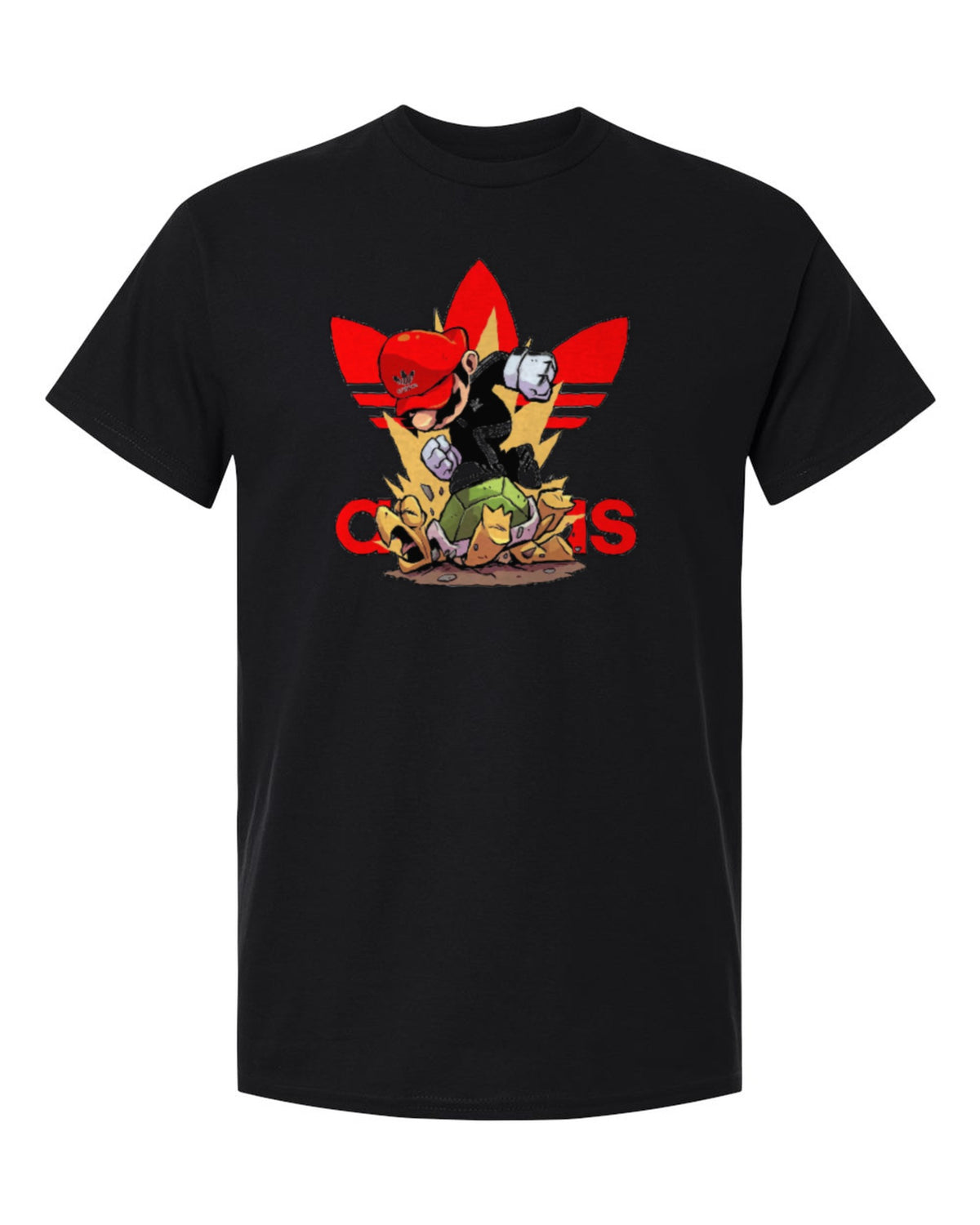 Adidas Mario Design — black t-shirt mockup