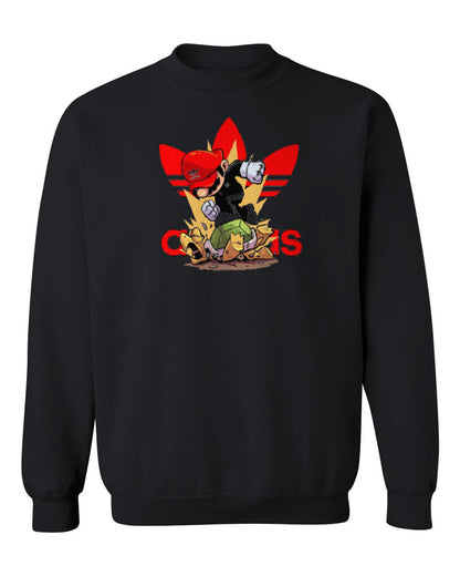 Adidas Mario Design — black crewneck mockup