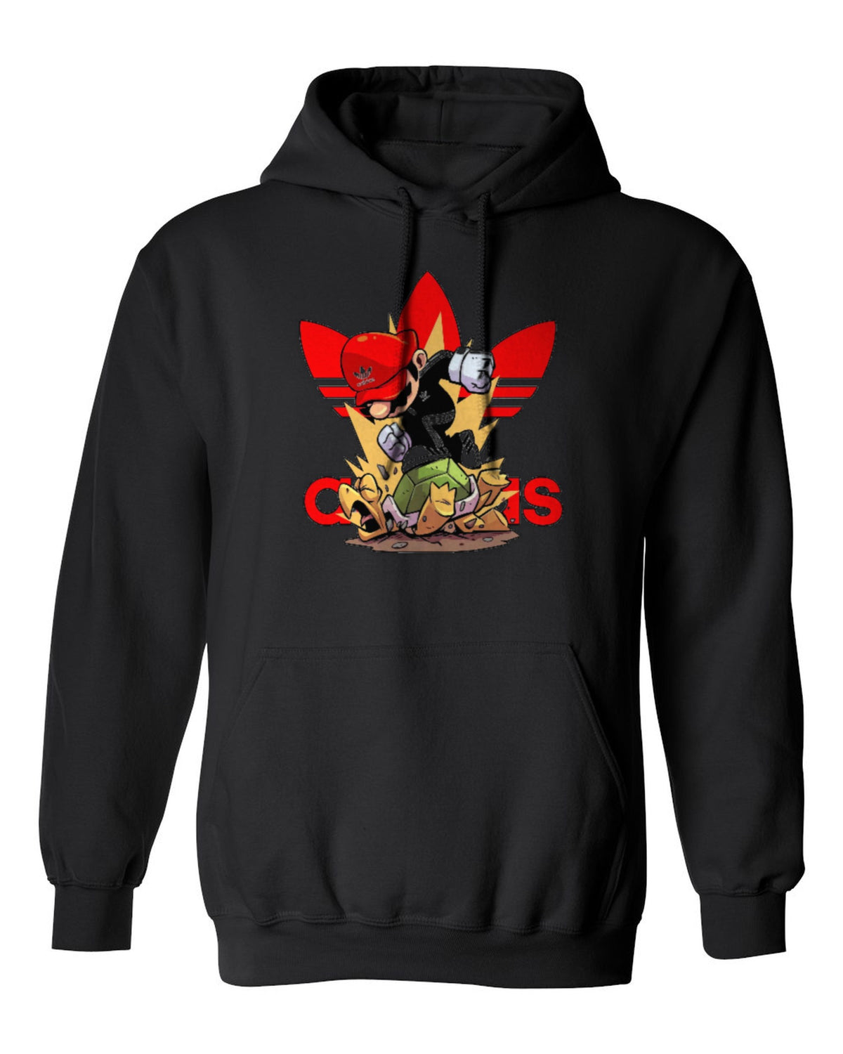 Adidas Mario Design — black hoodie mockup