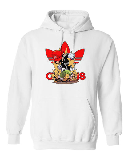 Adidas Mario Design — white hoodie mockup