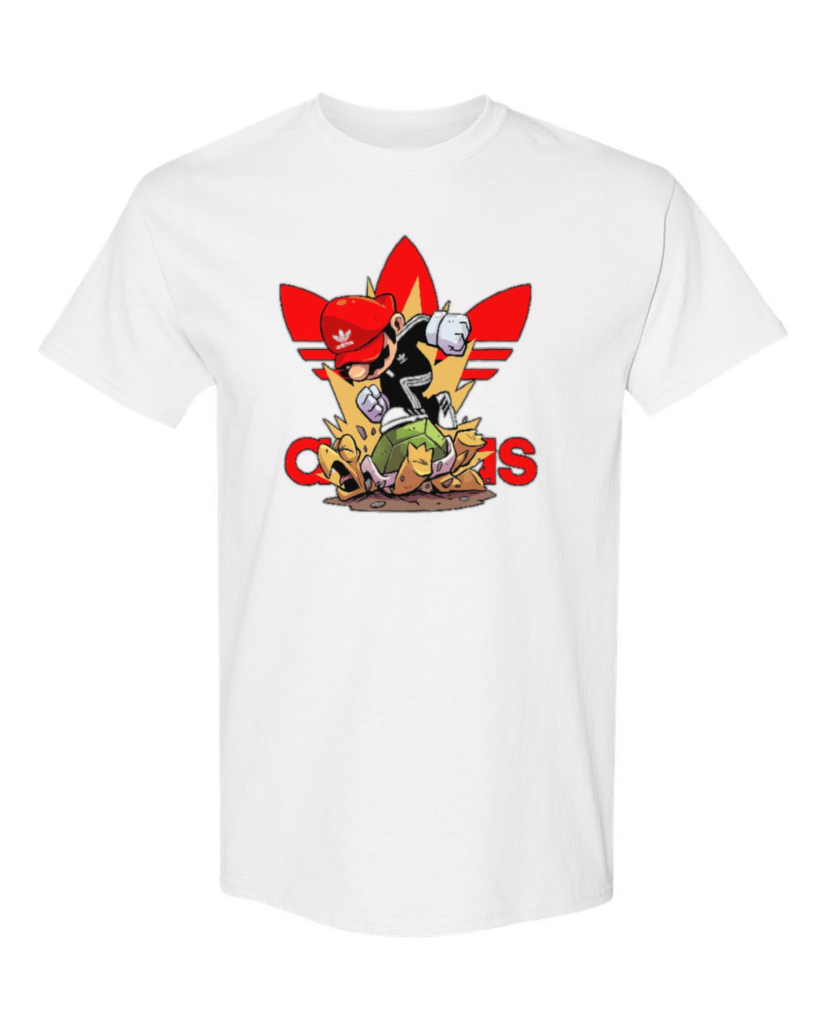 Adidas Mario Design — white t-shirt mockup