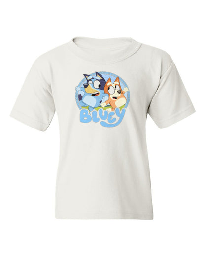 Bluey & Bingo Kids Tee — white t-shirt mockup
