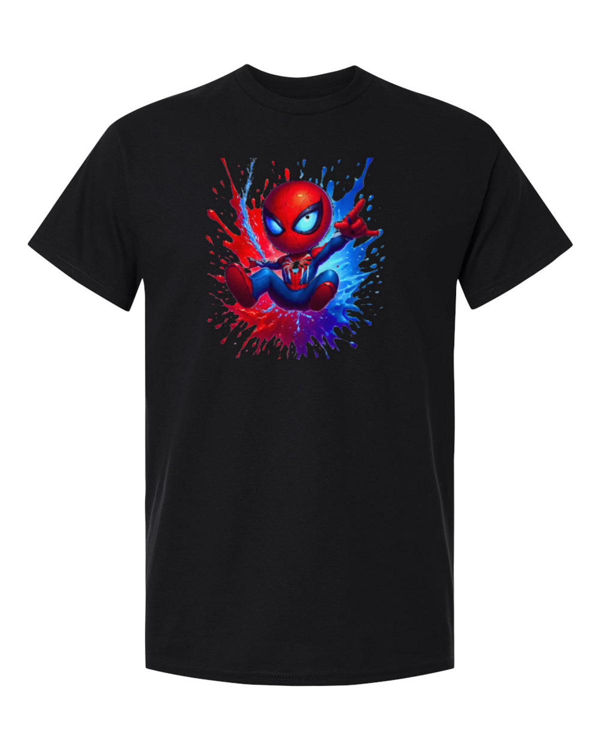 Spider-Man Splash Design — black t-shirt mockup