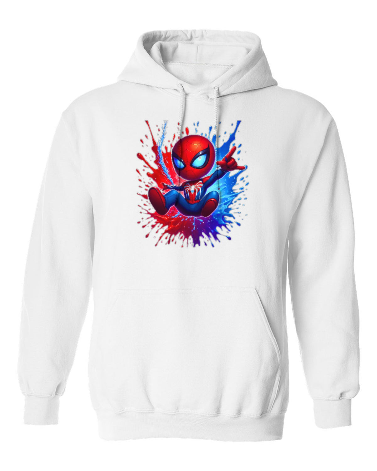 Spider-Man Splash Design — white hoodie mockup