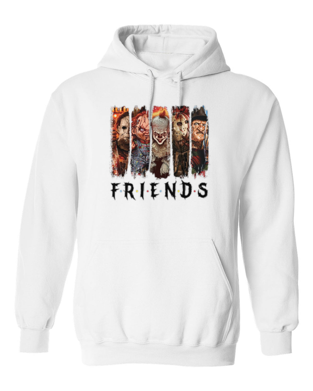 Horror Friends Design — white hoodie mockup