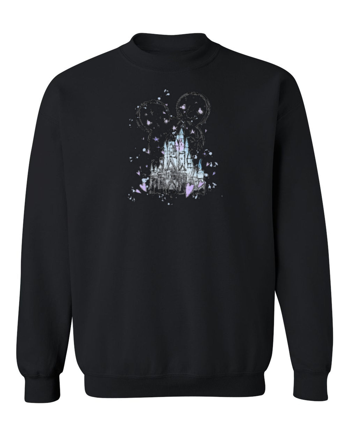Magic Castle Sketch Design — black crewneck mockup