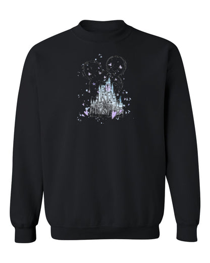 Magic Castle Sketch Design — black crewneck mockup