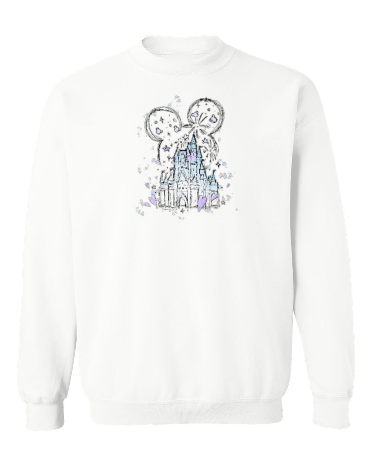 Magic Castle Sketch Design — white crewneck mockup
