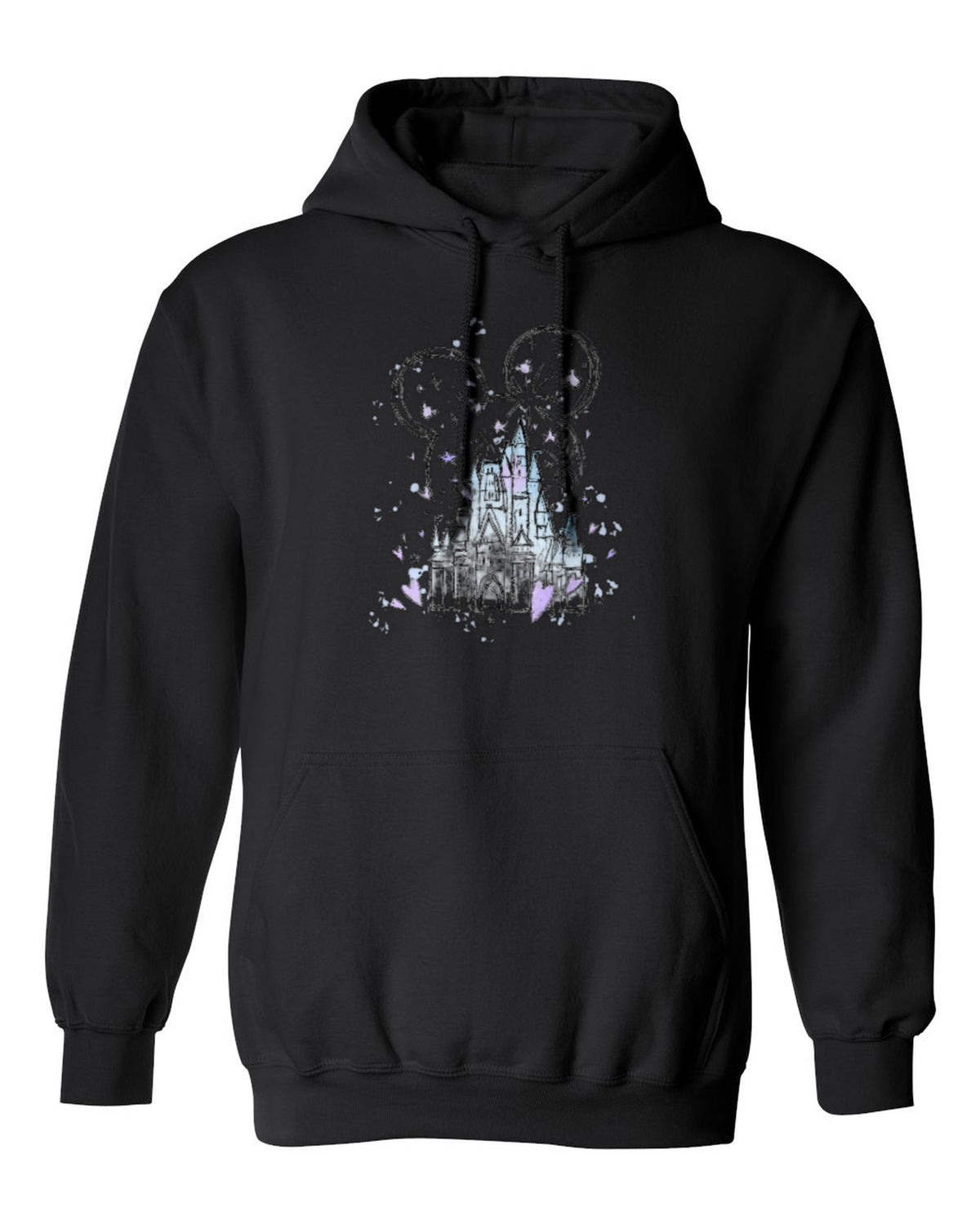 Magic Castle Sketch Design — black hoodie mockup