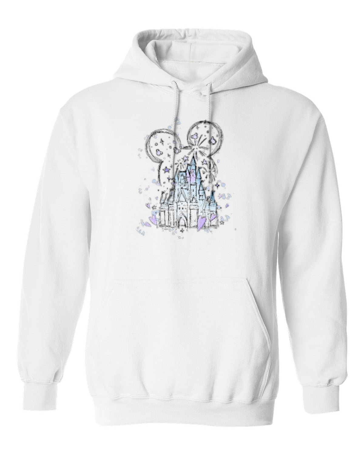 Magic Castle Sketch Design — white hoodie mockup
