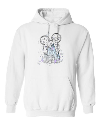 Magic Castle Sketch Design — white hoodie mockup