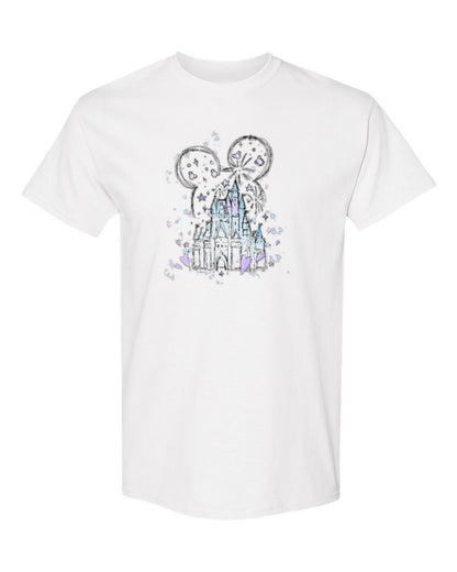 Magic Castle Sketch Design — white t-shirt mockup