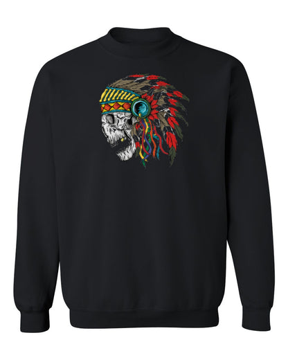 Headdress Skull Design — black crewneck mockup
