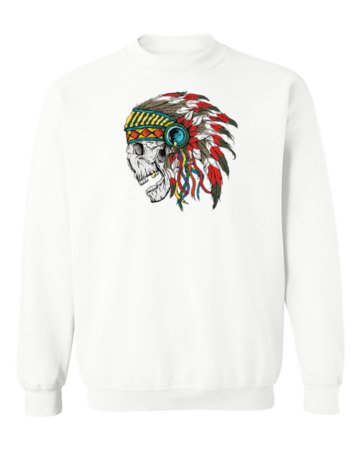 Headdress Skull Design — white crewneck mockup