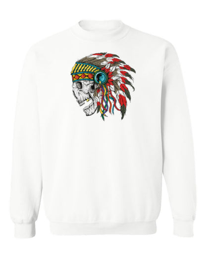 Headdress Skull Design — white crewneck mockup