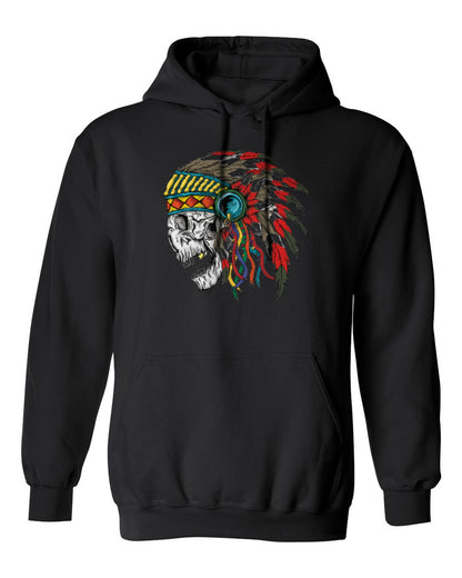 Headdress Skull Design — black hoodie mockup