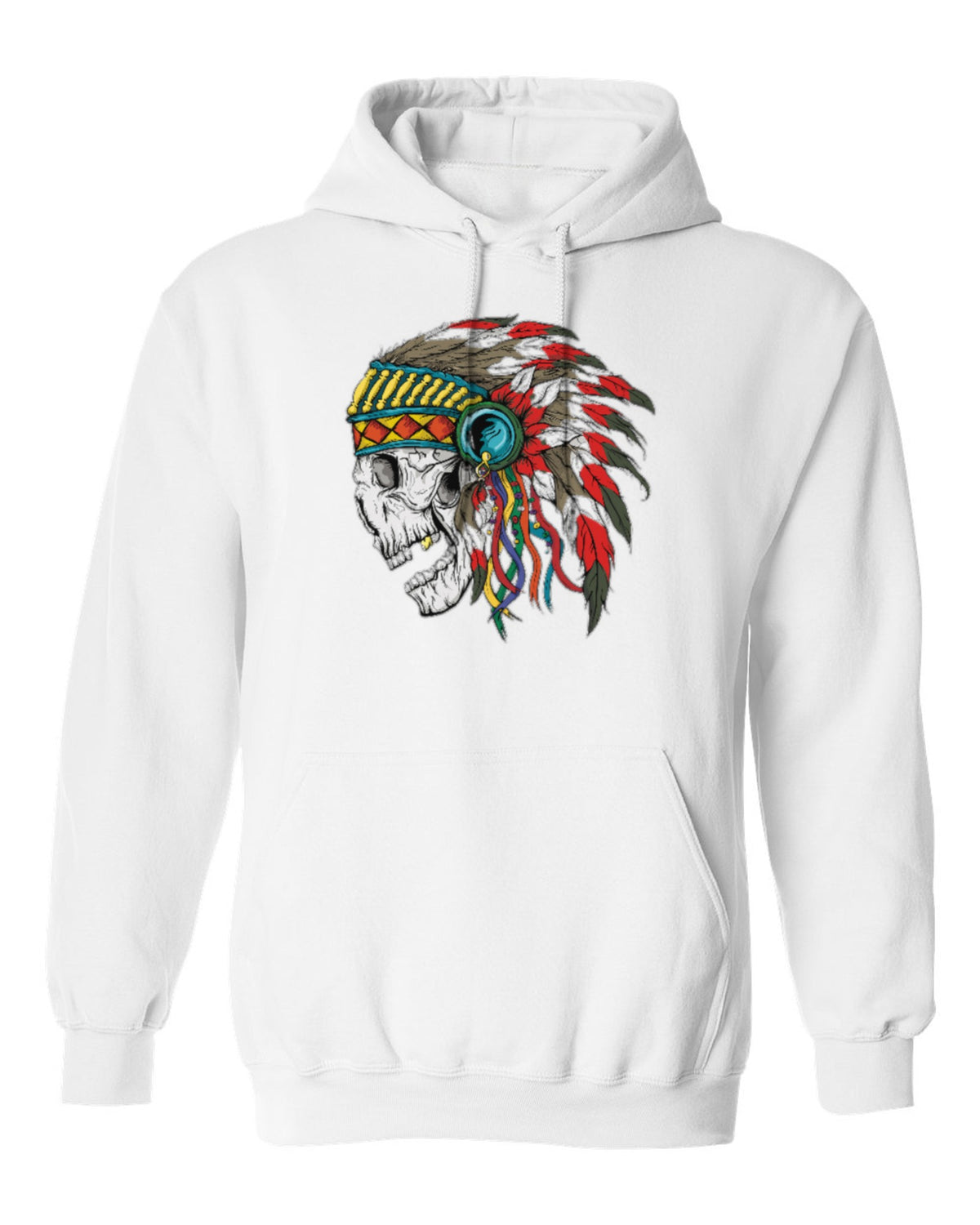 Headdress Skull Design — white hoodie mockup