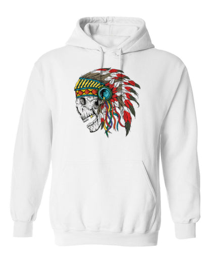 Headdress Skull Design — white hoodie mockup