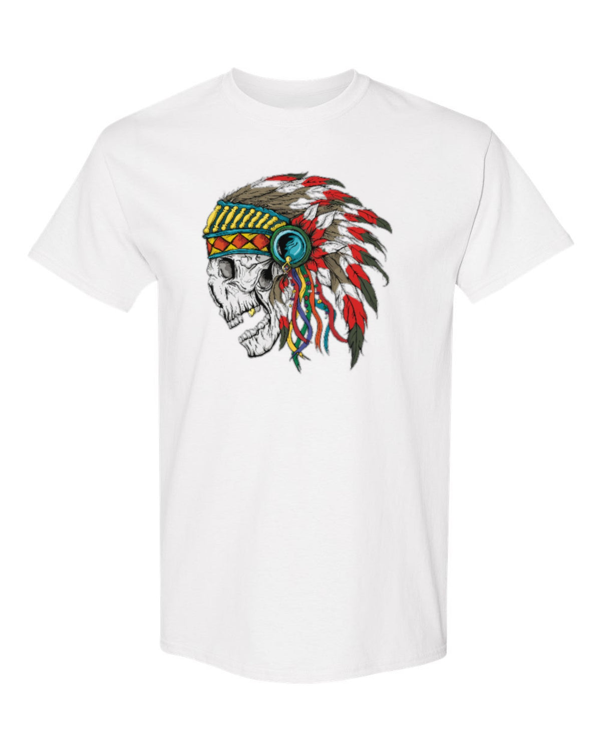 Headdress Skull Design — white t-shirt mockup
