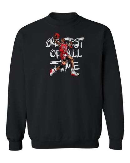 Greatest of All Time Basketball Design — black crewneck mockup