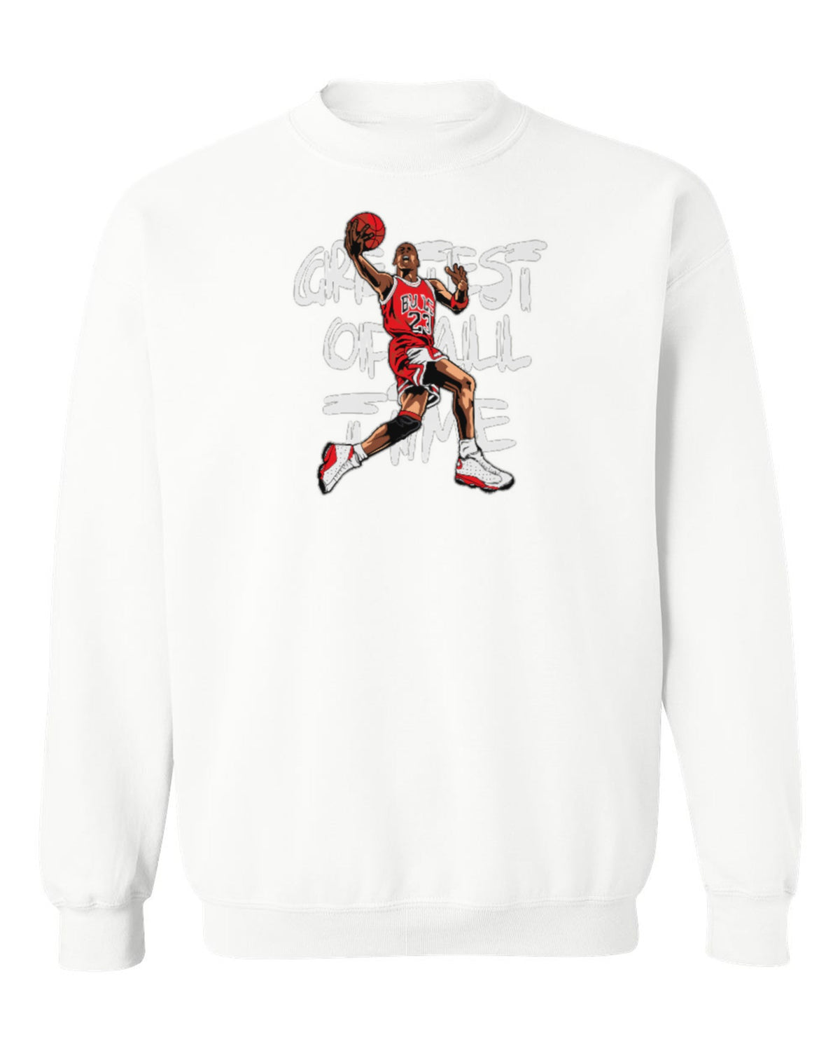 Greatest of All Time Basketball Design — white crewneck mockup