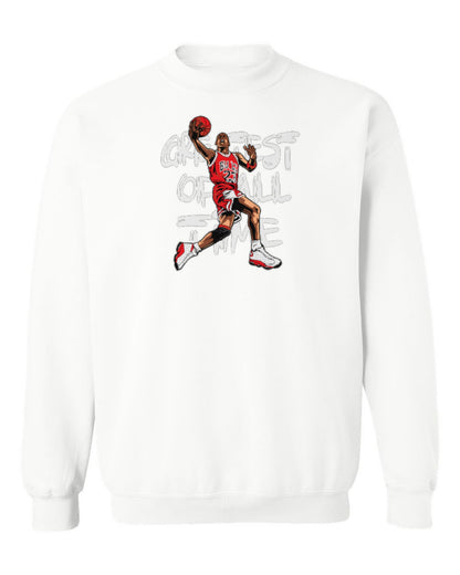 Greatest of All Time Basketball Design — white crewneck mockup