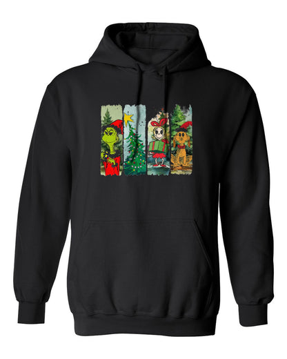 Grinch Christmas Panels Design — black hoodie mockup