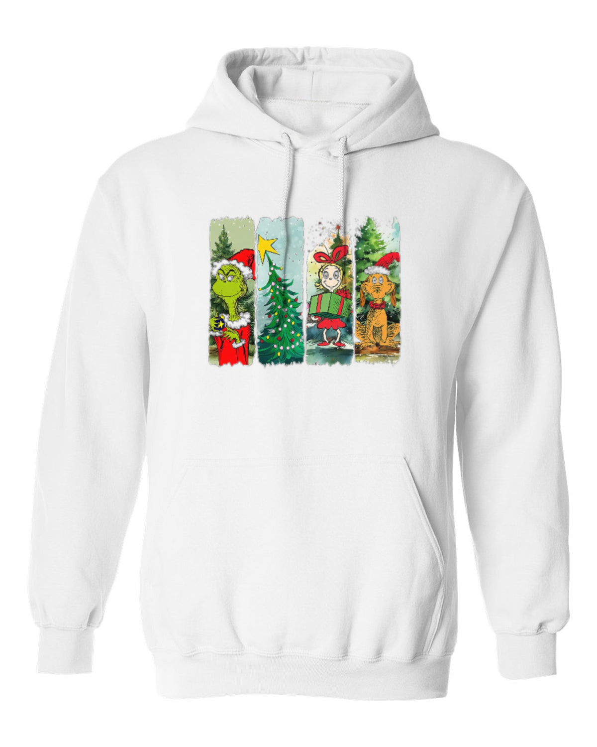 Grinch Christmas Panels Design — white hoodie mockup
