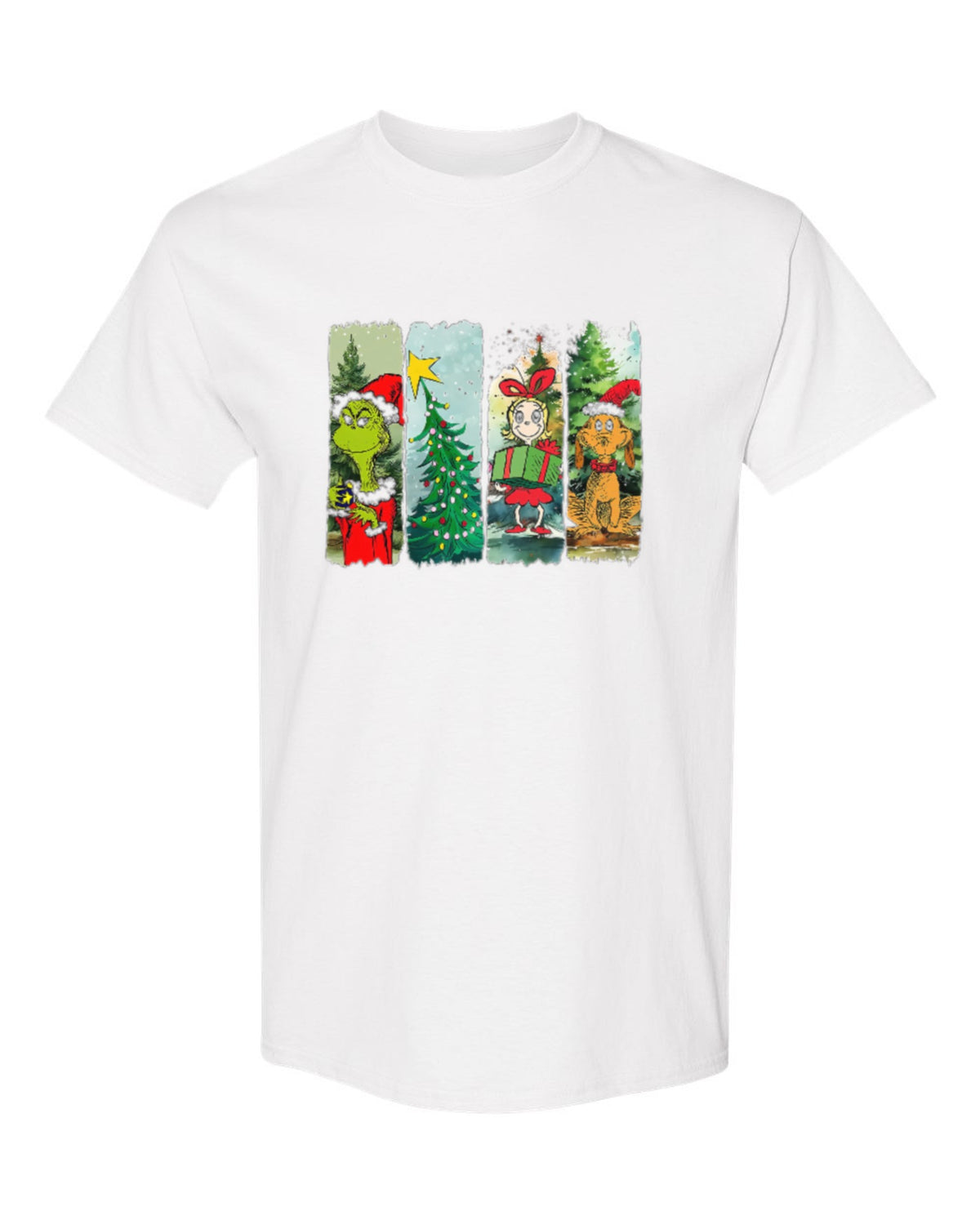 Grinch Christmas Panels Design — white t-shirt mockup