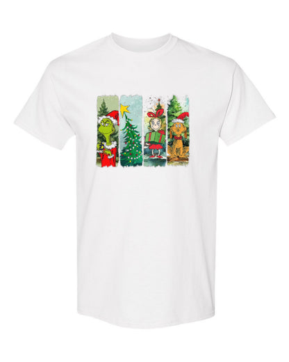 Grinch Christmas Panels Design — white t-shirt mockup